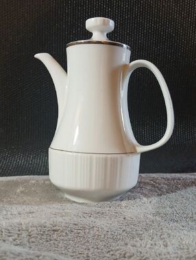 Vintage CP Porcelain Teapot w/Silver Trim